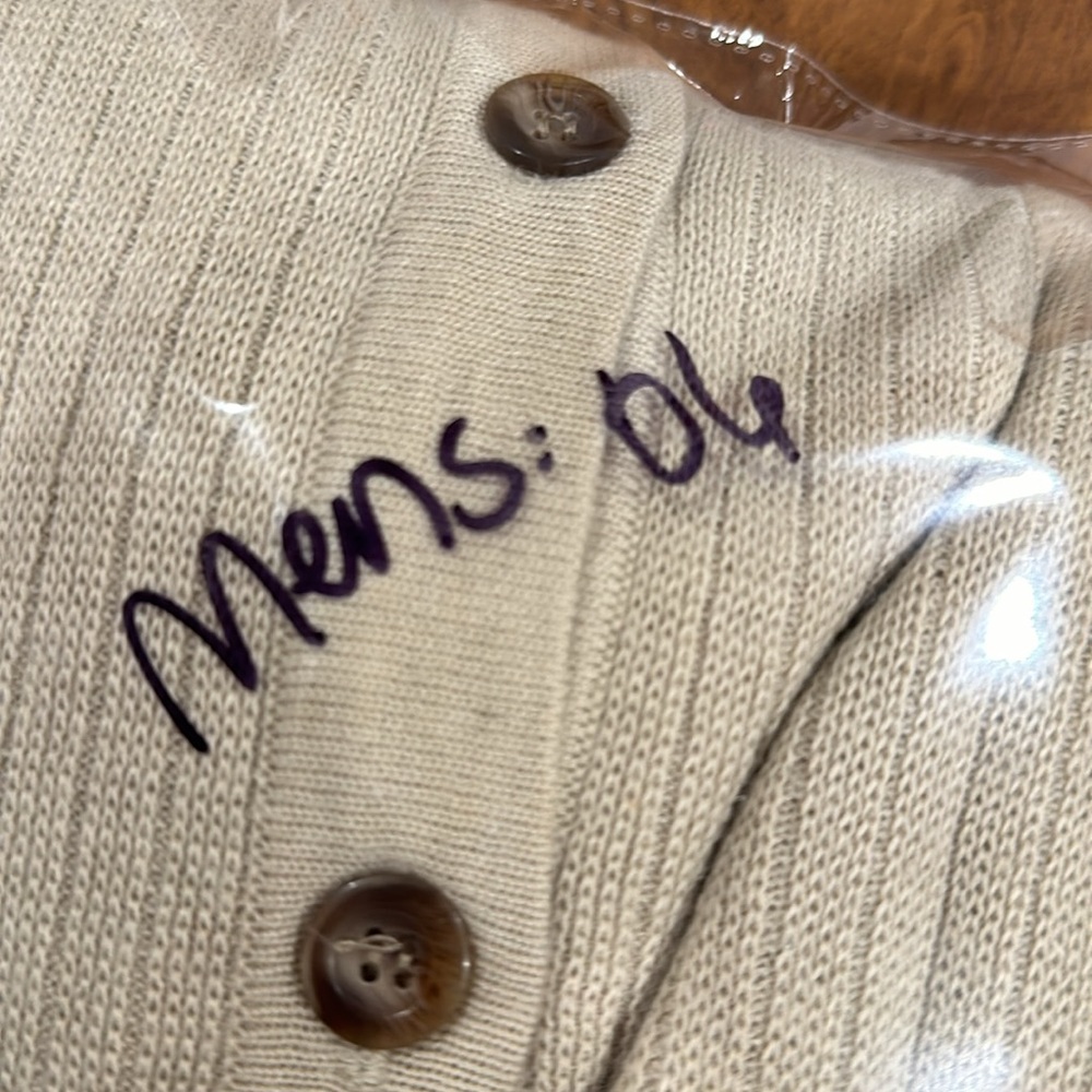 Mens WOODS & Gray Cardigan Sweater Cream Oversized/Relaxed Casual Timeless Cozy - Picture 7 of 7